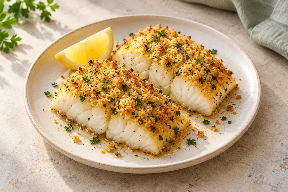 Imagen ilustrativa de bacalao con panko y limón
