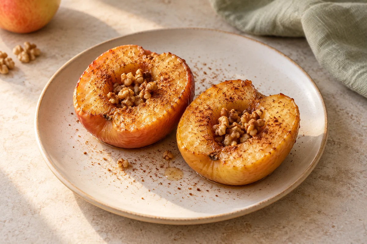 Imagen ilustrativa de manzana asada con canela y nueces